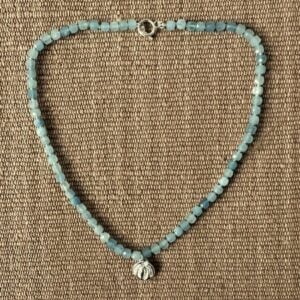 Silver Seed Pendant with Aquamarine Necklace M22 - Image 2