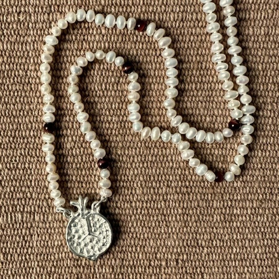 Silver pomegranate necklace