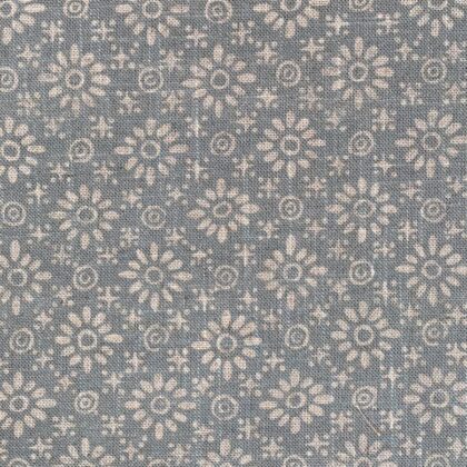 Fabric roll with sea blue, small scale daisy pattern