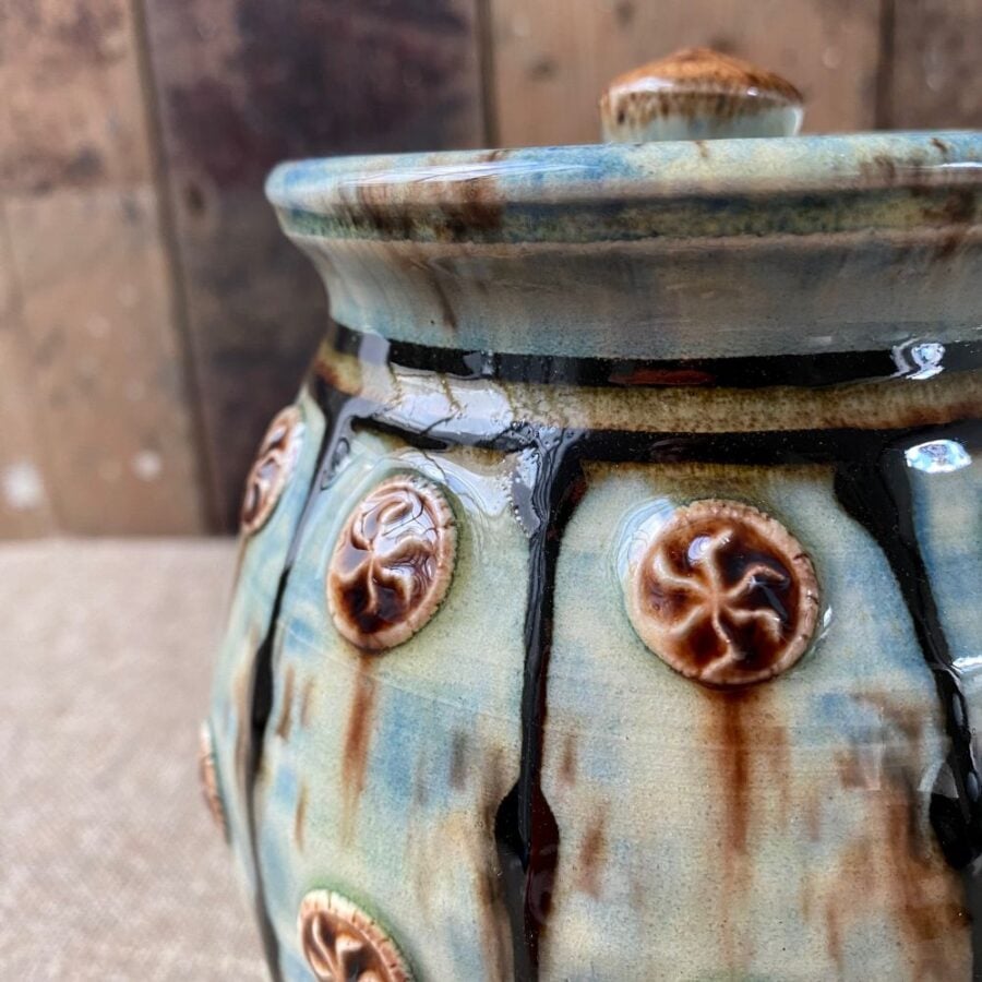 Slipware lidded jar by paul young