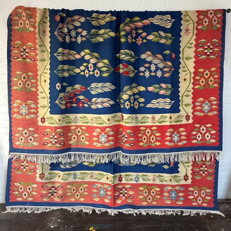 very large kilim in red and blue