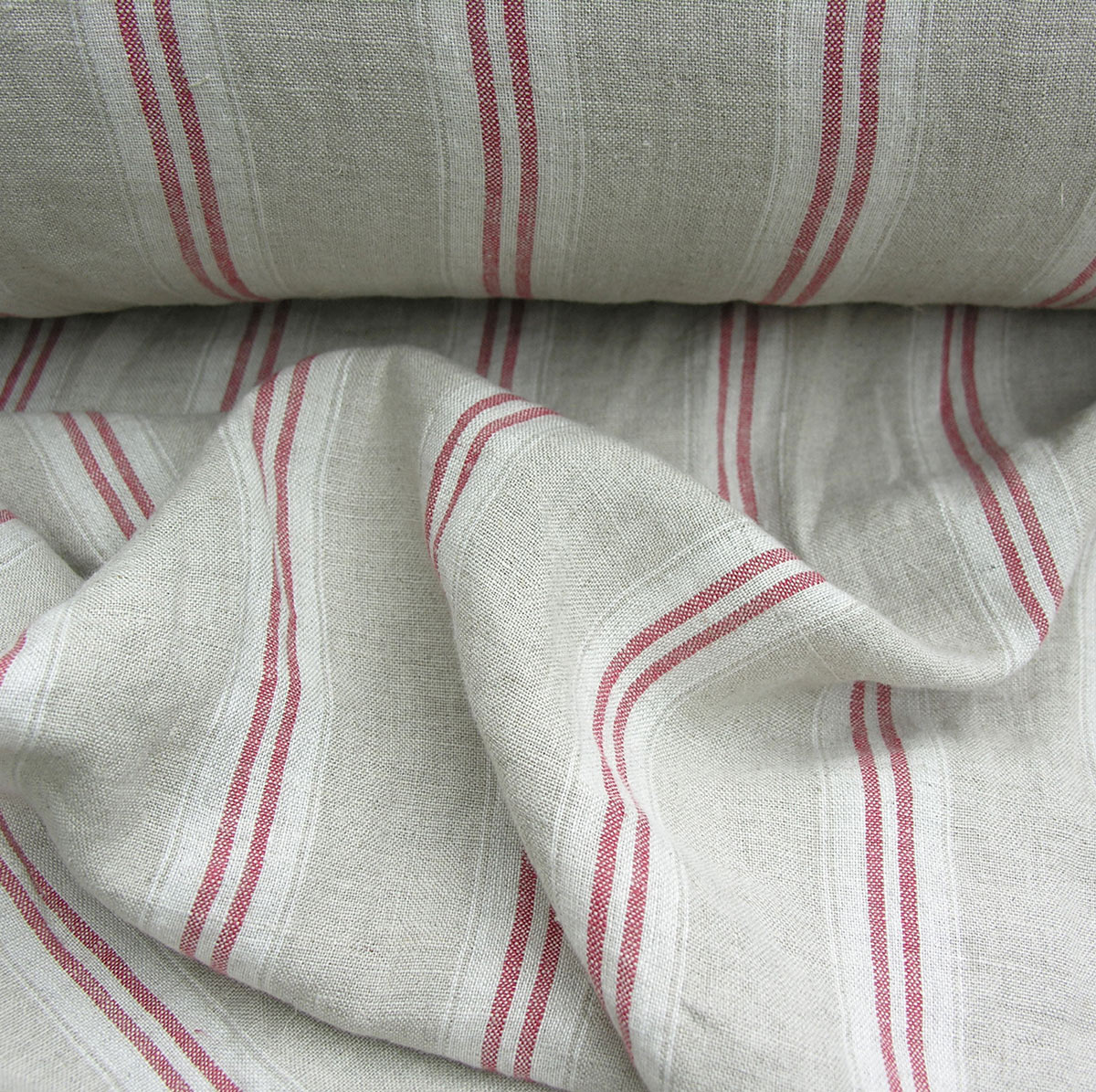 Washed Linen Oland Stripe - Red - Tinsmiths