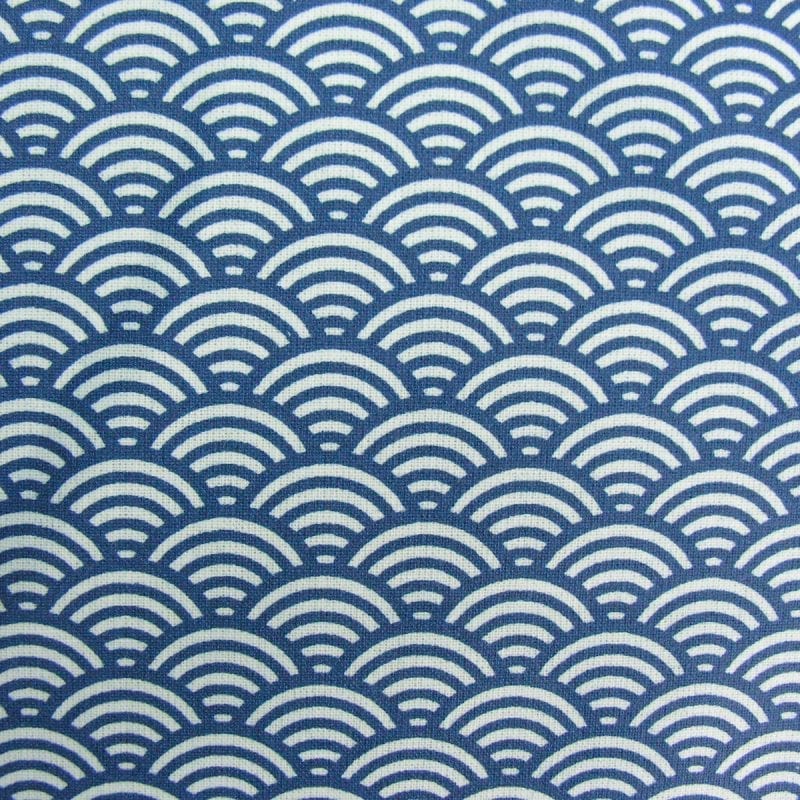 Coated Cotton Oilcloth Fans Navy Blue