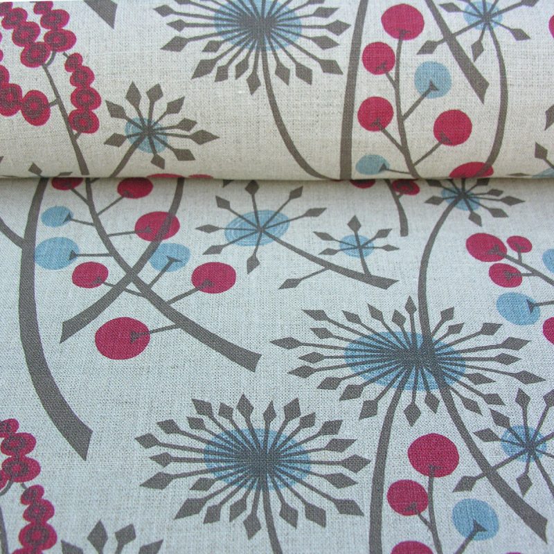 Angie Lewin Hedgerow Linen Cherry & Blue