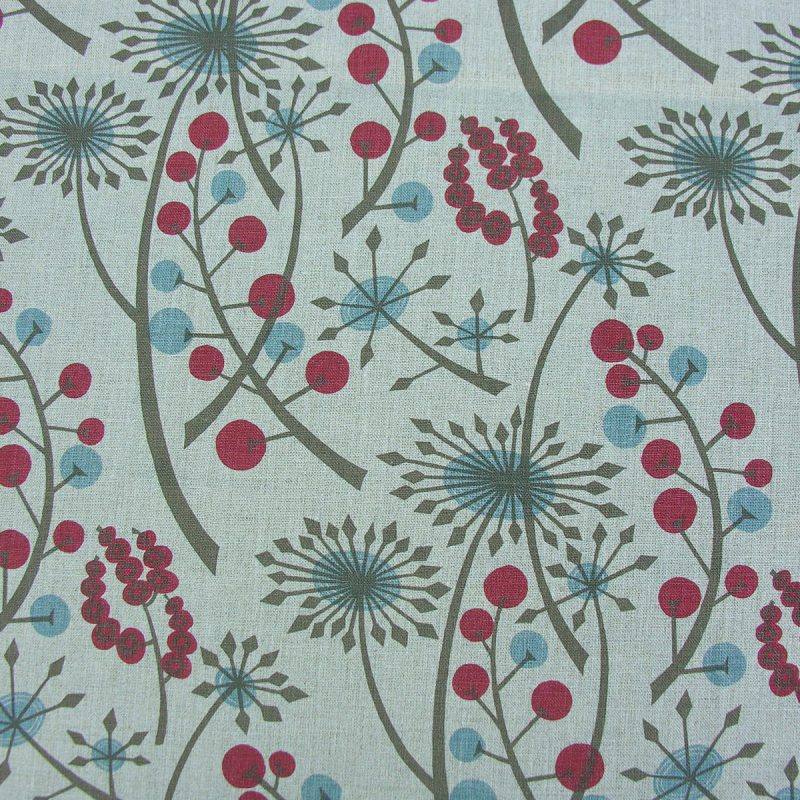 Angie Lewin Hedgerow Linen Cherry & Blue