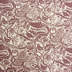 Mark Hearld - Linen Union Fabric, Wren; Burgundy