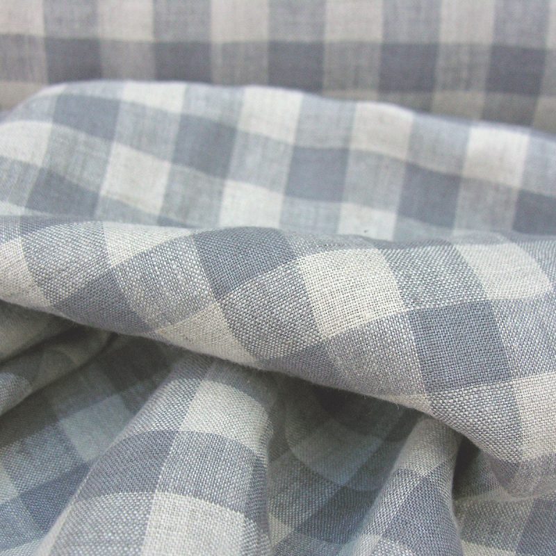 Washed Linen Check Grey