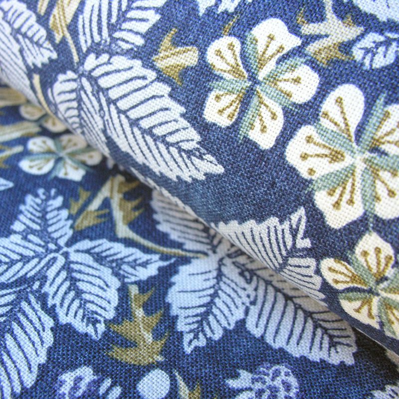 William Morris Linen Print Bramble Indigo and Mineral