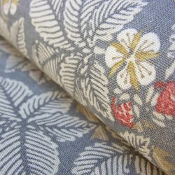 William Morris Linen Print Bramble Light Blue and Red