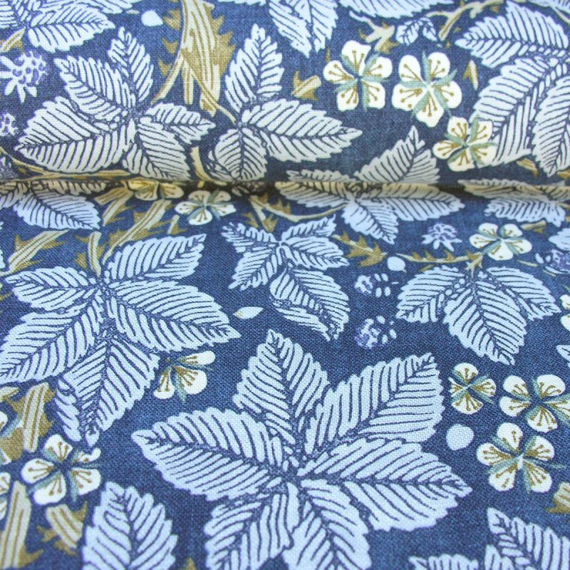 William Morris Linen Print Bramble Indigo and Mineral