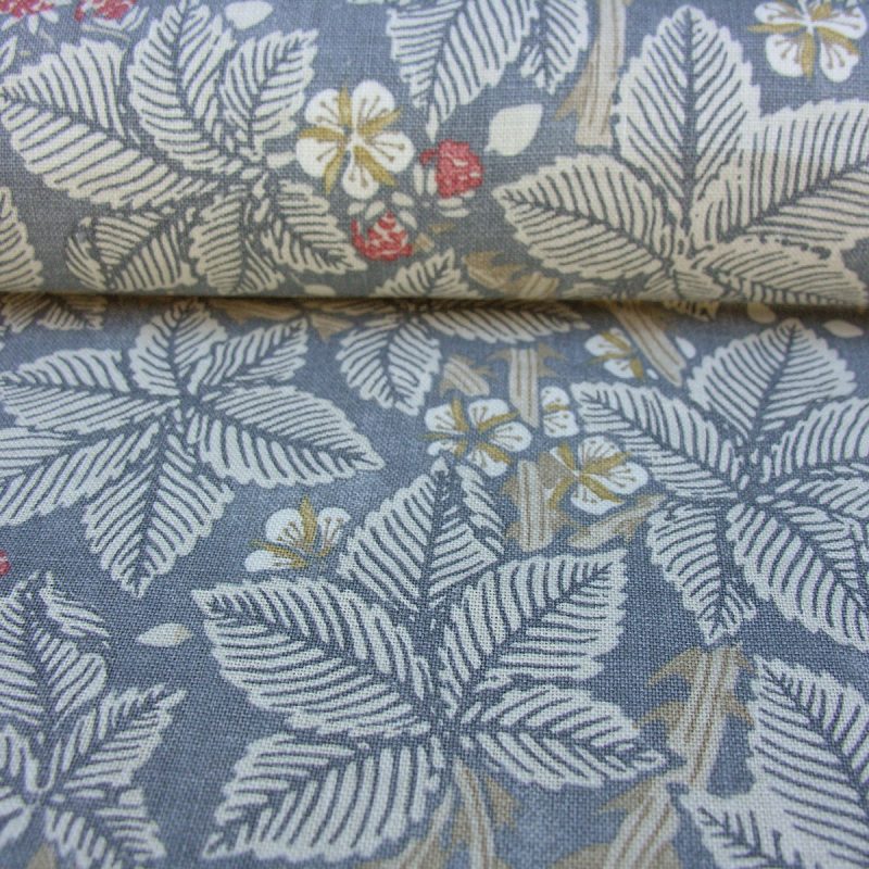 William Morris Linen Print Bramble Light Blue and Red