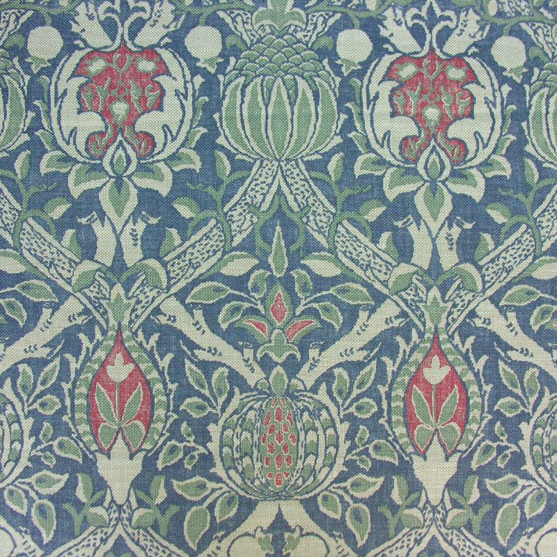 William Morris Printed Linen Granada Blue/Red