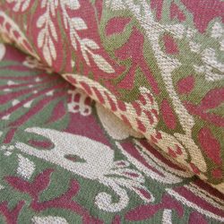 William Morris Fabric Peacock & Dragon Moss and Wine