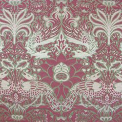 William Morris Fabric Peacock & Dragon Moss and Wine