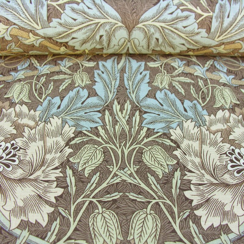 William Morris Linen Honeysuckle Brown/Blue