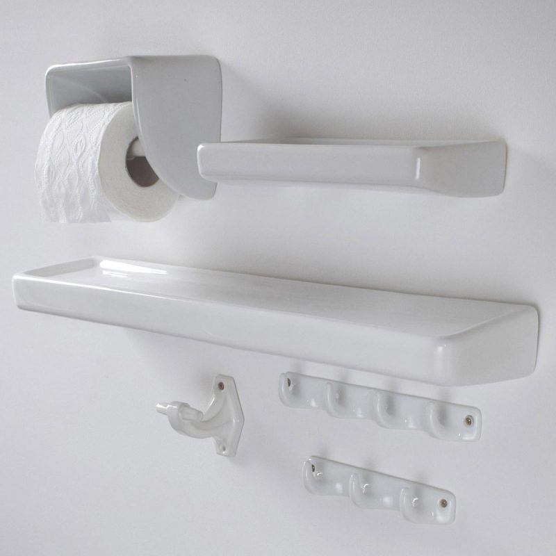 White Ceramic Bathroom Hook Quadruple - Image 3