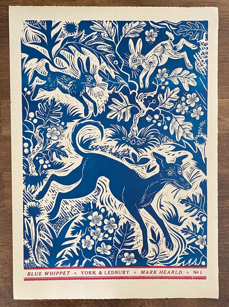 Mark Hearld Papier Dominote - Blue Whippet