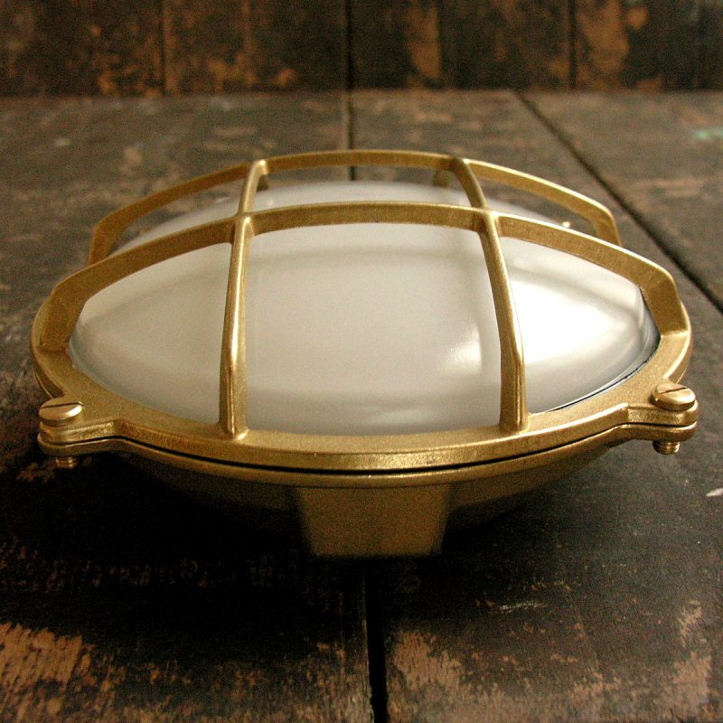Bulkhead Frosted Large Round Brass
