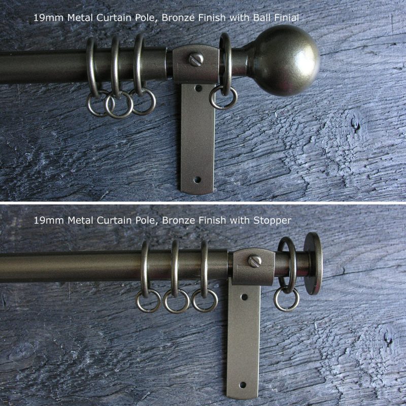 Curtain Pole Set - Bronze Metal 19mm