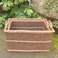 Large Rectangular Willow Log Baskets - Brown