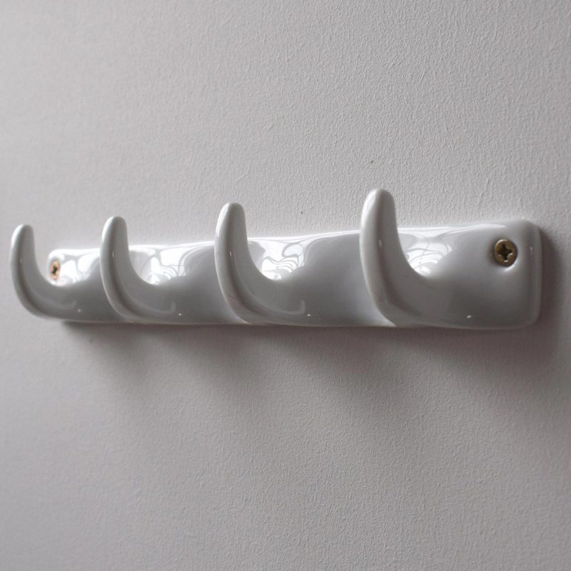 White Ceramic Bathroom Hook Quadruple - Image 2