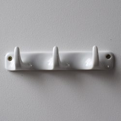 White Ceramic Bathroom Hook Triple