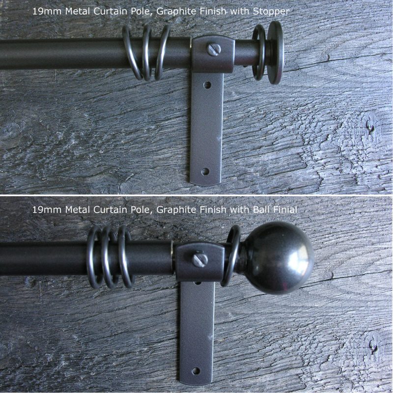 Curtain Pole Set - Graphite Grey Metal 19mm