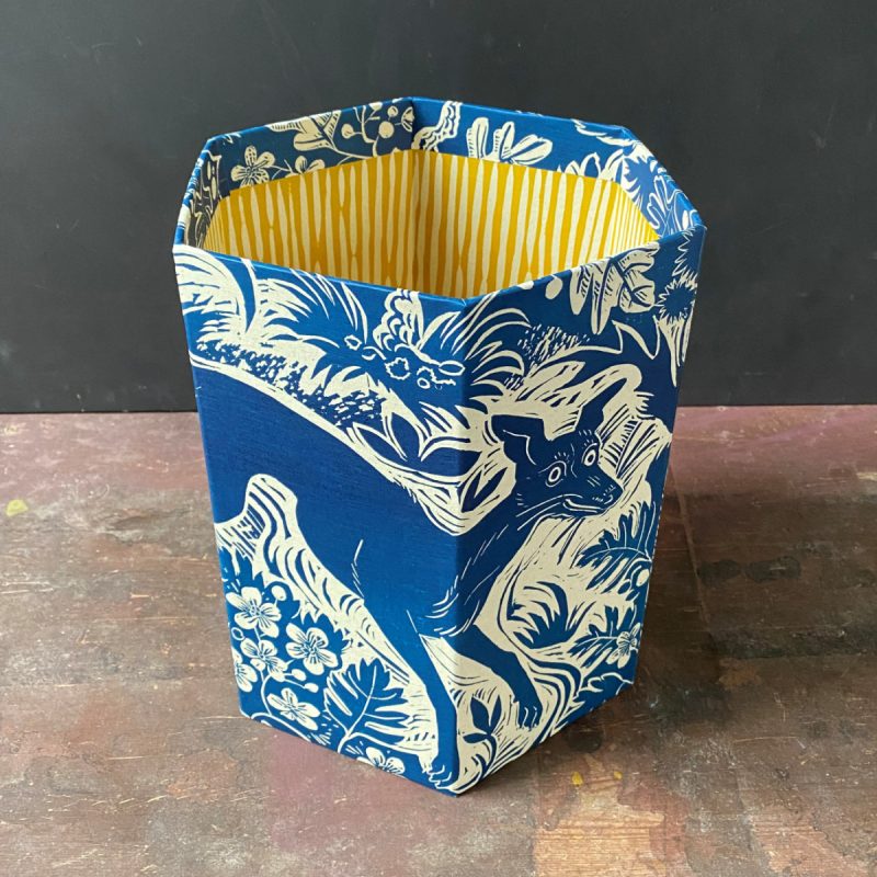 Mark Hearld Blue Whippet Waste Paper Bin