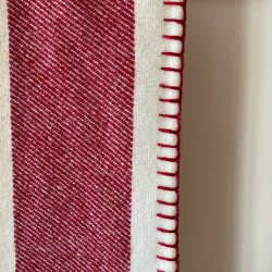 Blanket Stitched Welsh Blanket - Red Stripe Tinsmiths