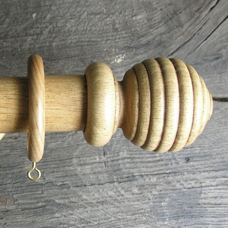 35mm Wooden Curtain Pole Set - Light Oak - Image 2