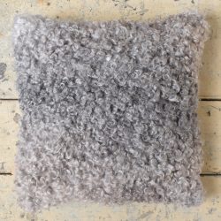Curly Sheepskin Cushion - Greys