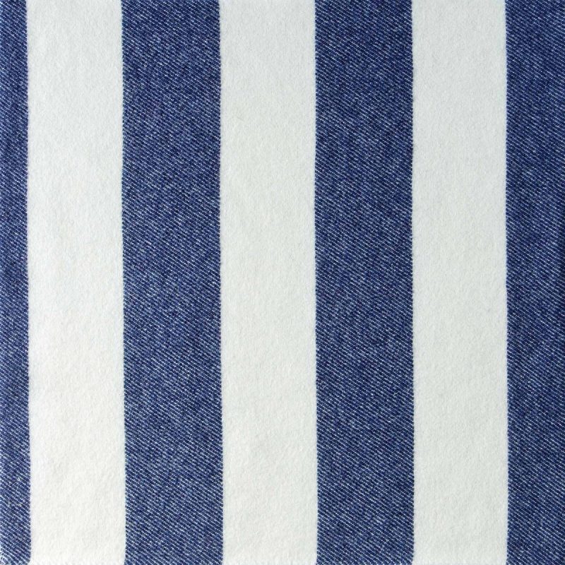 Blanket Stitched Welsh Blanket - Navy Stripe