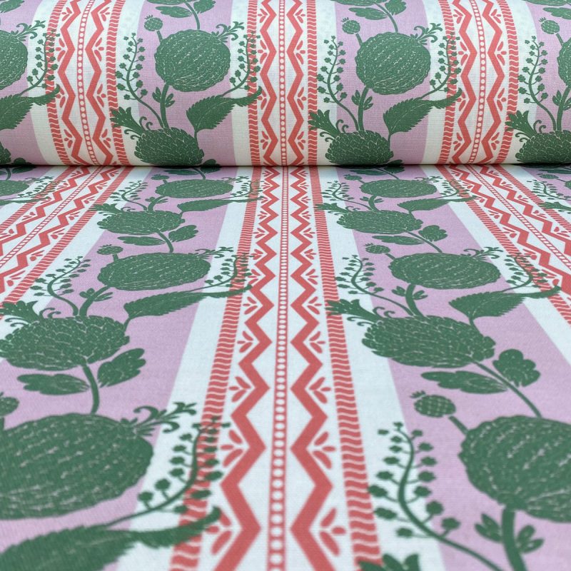 Haddon Stripe - Pink and Leaf Green