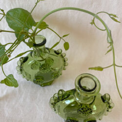 Small Flat Green Glass Bottle