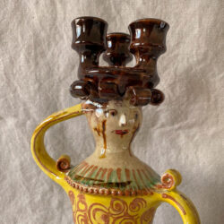 Burgundy Pottery Lady Candlestick - FCPLUC2