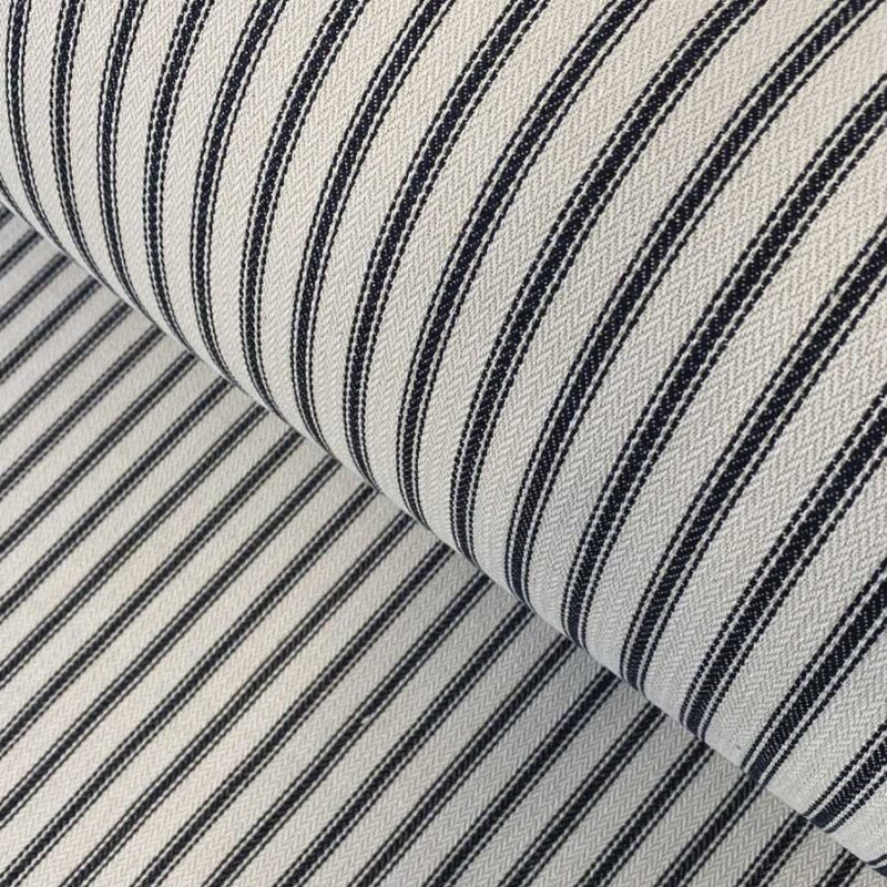 Hampton Ticking Stripe Fabric Charcoal Natural Tinsmiths
