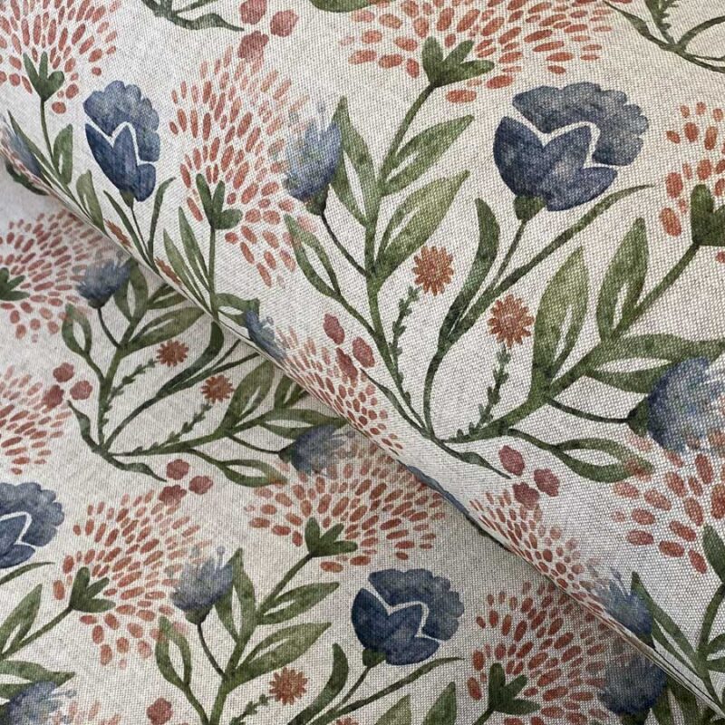 Wild Clover Print Linen look Fabric Tinsmiths