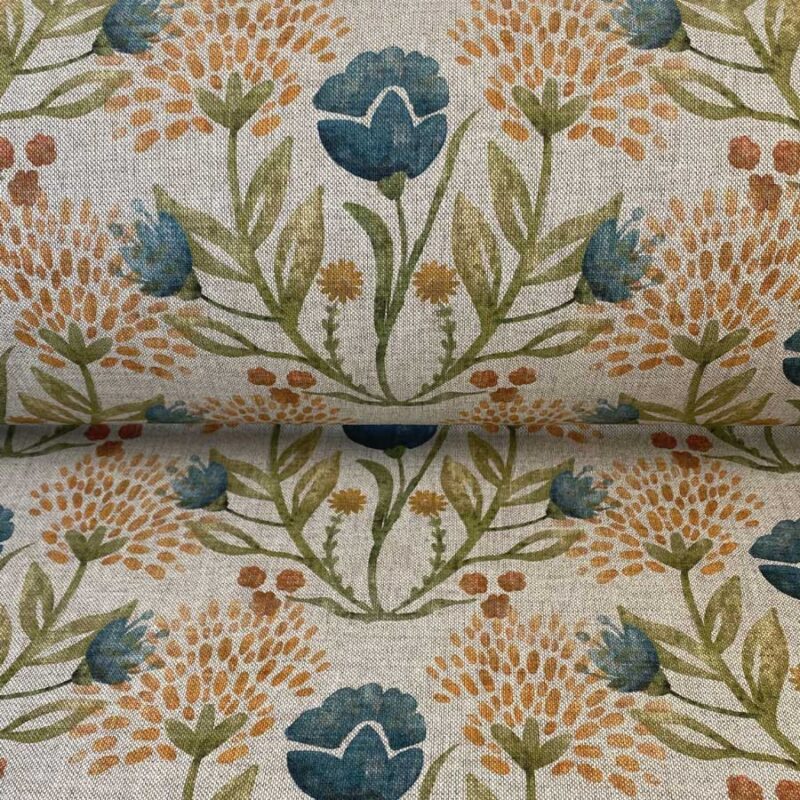 Wild Clover Printed Fabric Teal Marmalade Tinsmiths