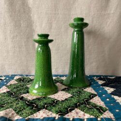 Glazed Ceramic Candlestick - Grass Green