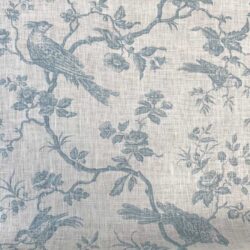 Loire Linen Fabric Toile Seagreen on Ivory