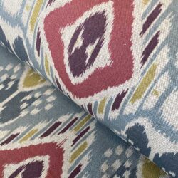 Sula Ikat Print Fabric Duckegg Red