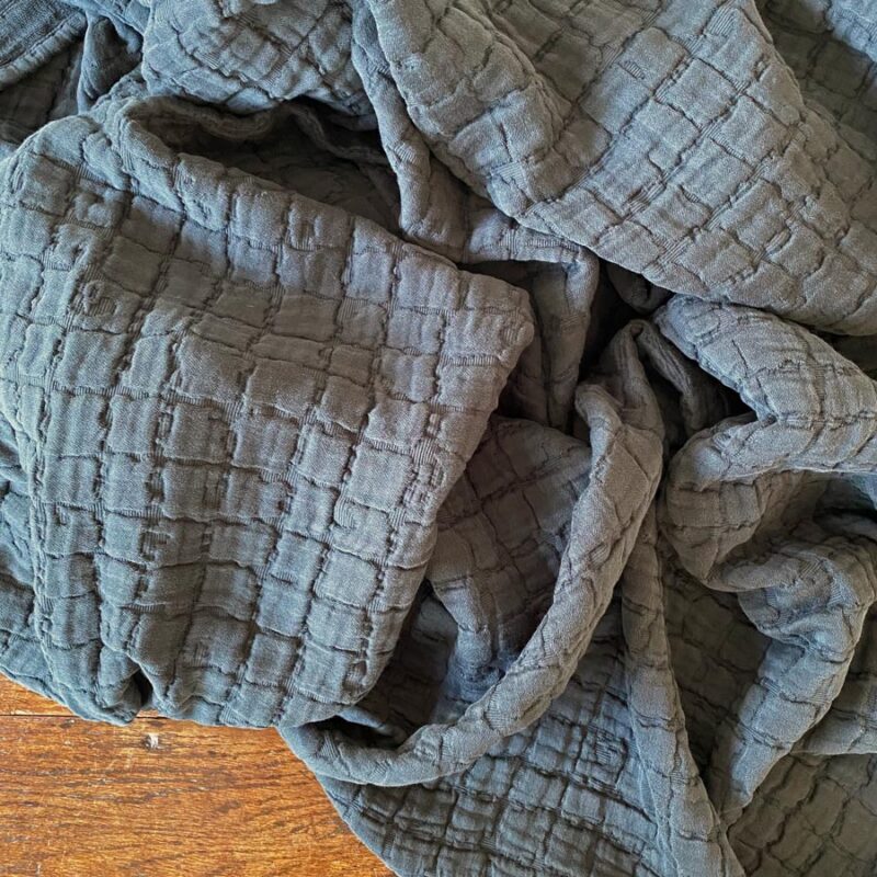 100% Cotton Stonewashed Bed Cover - Charcoal