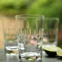 Set of Six Crystal Water Glasses - Lens Design