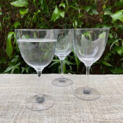 Set of Six Crystal Champagne Glasses with Lens Design