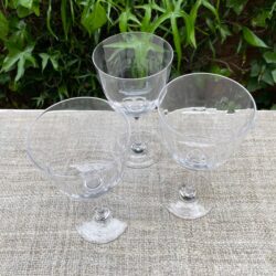 Set of Six Crystal Champagne Glasses with Lens Design