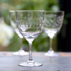 Set of Six Crystal Wine Glasses - Lens Design