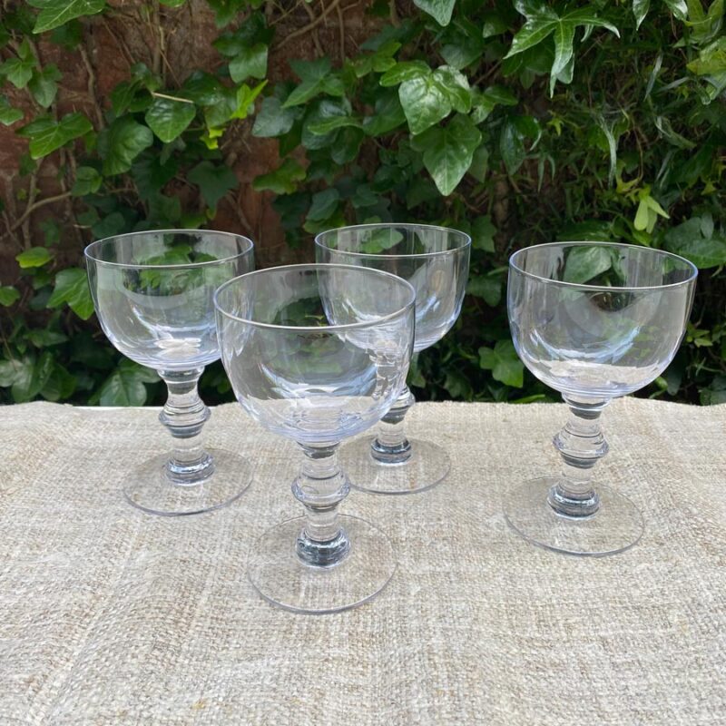Set of Four Handmade Crystal Wine Goblets