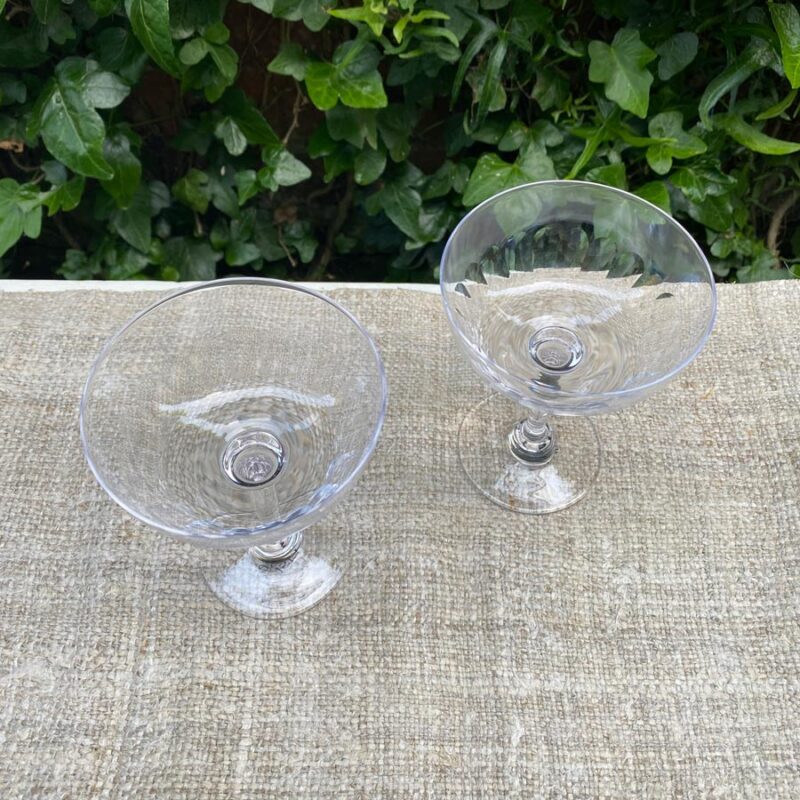 Pair of Handmade Crystal Champagne Saucers
