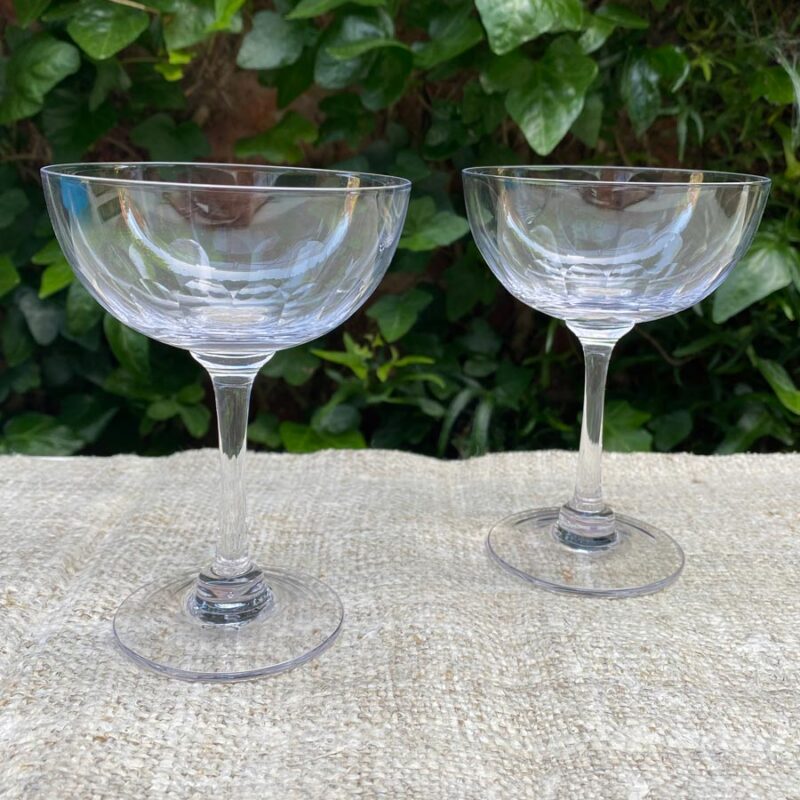Pair of Handmade Crystal Champagne Saucers