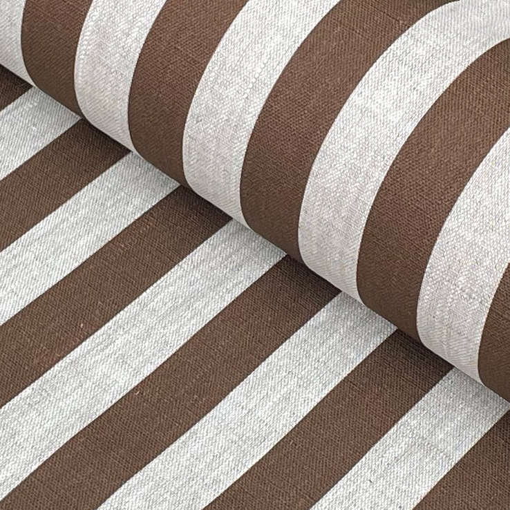 Beta Linen Stripe - Brown, 100% Linen, curtain fabric, designed in the uk, Discount Fabric, Herefordshire Curtains, Herefordshire Fabric shop, Herefordshire soft furnishings fabric, Herefordshire upholstery fabric, Ledbury Blinds, Ledbury curtains, Ledbury fabric shop, Ledbury upholstery fabrics, linen furnishing fabrics, linen striped fabric, soft furnishing, stripe, striped fabric, striped linen fabric, Striped material, stripes, Tinsmiths, tinsmiths ticking, uk made furnishing fabric